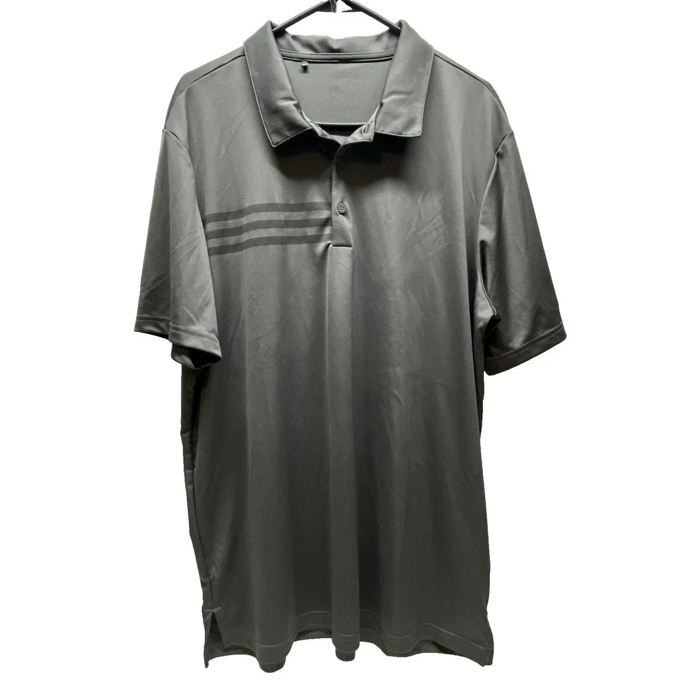 Adidas Polo Shirt Men's XL‎ Gray Short Sleeve Logo Performance Golf Top GUC
